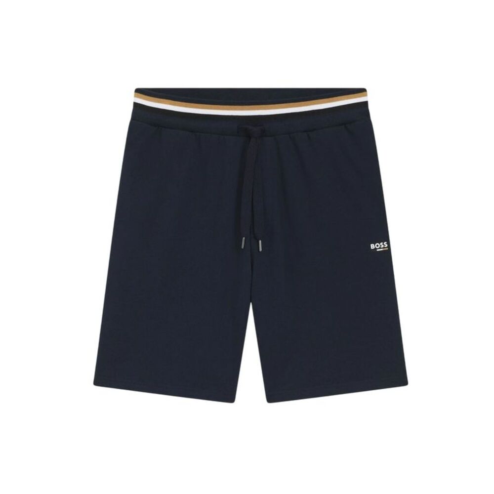Boss Mens Fleece Striped Tapered Sweat Shorts / Dark Blue